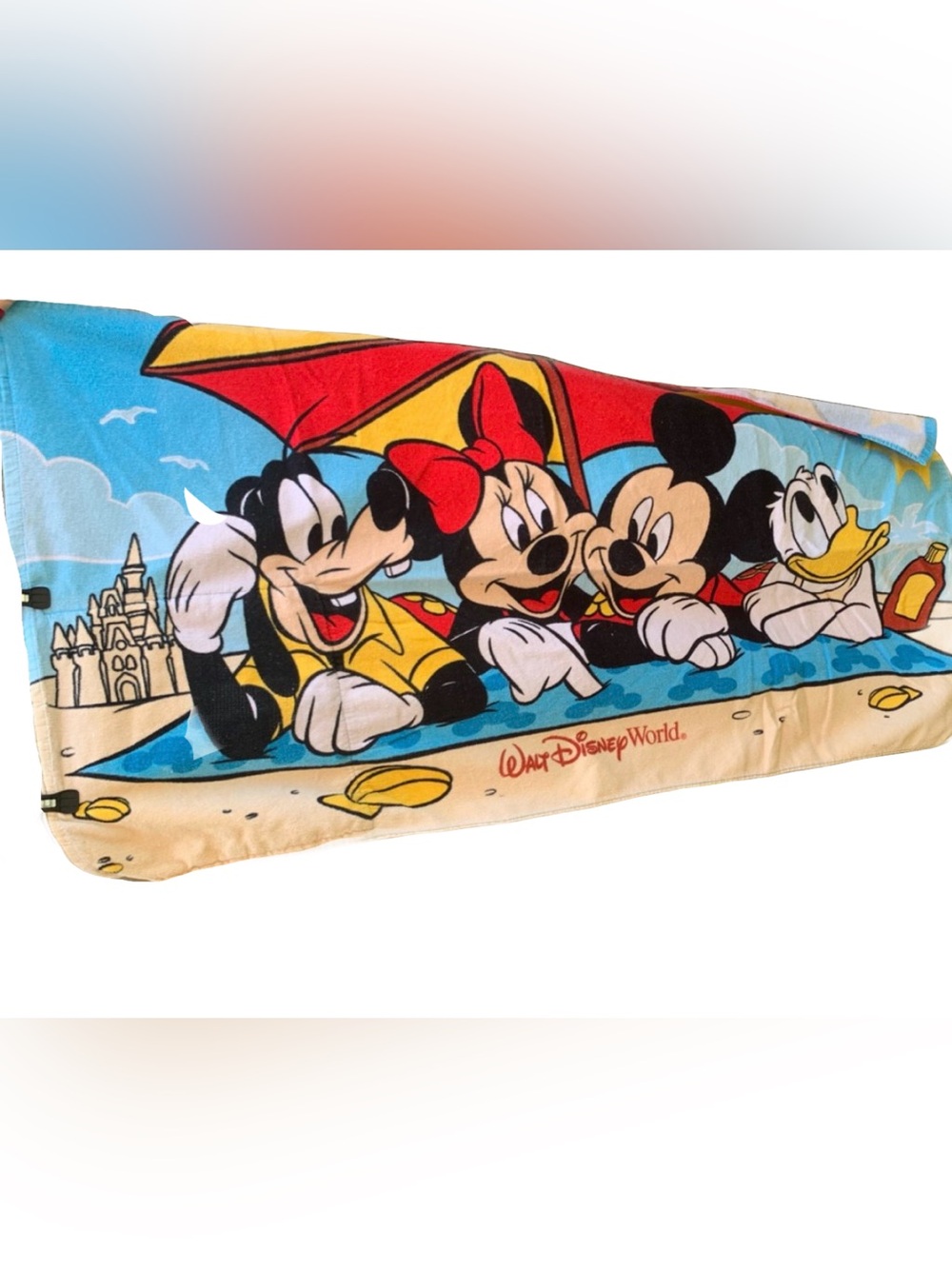Disney Parks Beach Towel Converts Into Drawstring Bag Mickey Minnie Goofy Donald